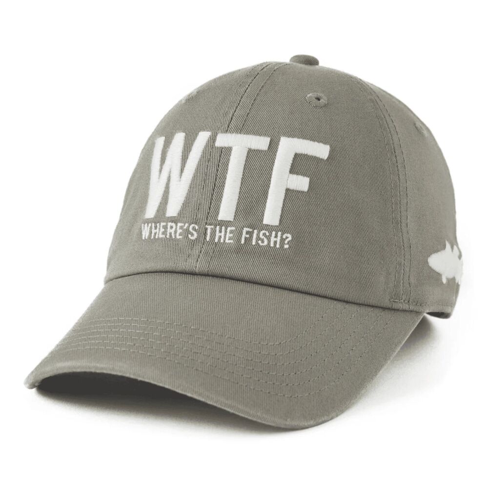 Life Is Good Unisex Grey WTF Where’s The Fish Embroidered Baseball Cap Hat